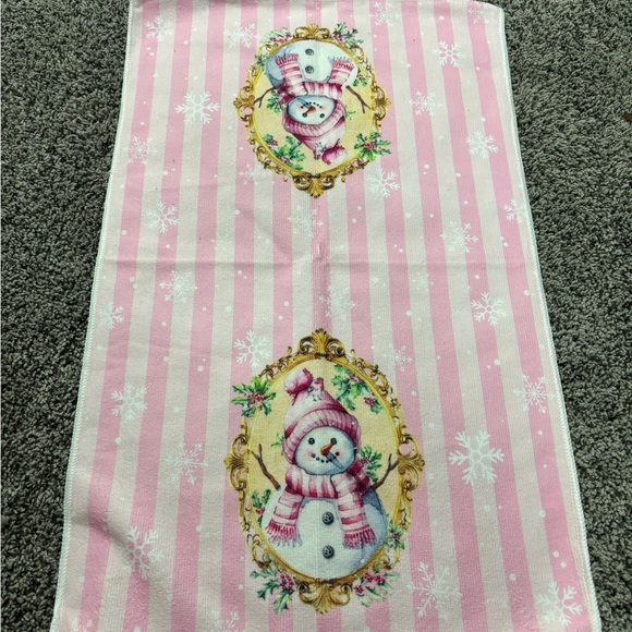 Pink Snowman Decorative Towel - Picture 1 of 2